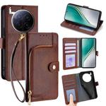 For Tecno Camon 40 Premier 5G Zipper Bag Leather Phone Case(Brown)