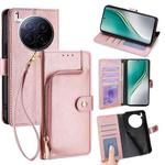 For Tecno Camon 40 Premier 5G Zipper Bag Leather Phone Case(Rose Gold)