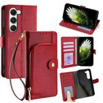 For Tecno Spark 40 Pro 4G Zipper Bag Leather Phone Case(Red)