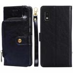 For Sharp Aqous Wish 3 Zipper Bag Leather Phone Case(Black)