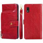 For Sharp Aqous Wish 3 Zipper Bag Leather Phone Case(Red)