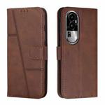 For OPPO Reno10 Pro+ Stitching Calf Texture Buckle Leather Phone Case(Brown)