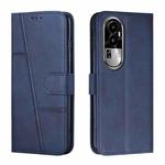 For OPPO Reno10 Pro+ Stitching Calf Texture Buckle Leather Phone Case(Blue)