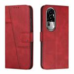 For OPPO Reno10 Pro Stitching Calf Texture Buckle Leather Phone Case(Red)