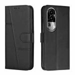 For OPPO Reno10 Stitching Calf Texture Buckle Leather Phone Case(Black)