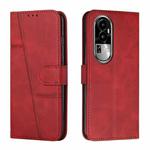 For OPPO Reno10 Stitching Calf Texture Buckle Leather Phone Case(Red)