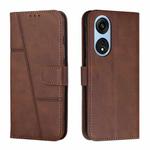 For OPPO A1 5G/A98/F23 5G Stitching Calf Texture Buckle Leather Phone Case(Brown)