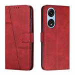 For OPPO A1 5G/A98/F23 5G Stitching Calf Texture Buckle Leather Phone Case(Red)