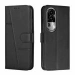 For OPPO Reno10 5G Global/Reno10 Pro 5G Global Stitching Calf Texture Buckle Leather Phone Case(Black)