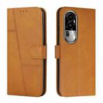 For OPPO Reno10 5G Global/Reno10 Pro 5G Global Stitching Calf Texture Buckle Leather Phone Case(Yellow)