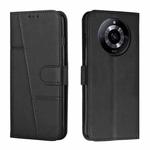 For Realme 11 Stitching Calf Texture Buckle Leather Phone Case(Black)