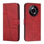 For Realme 11 Stitching Calf Texture Buckle Leather Phone Case(Red)