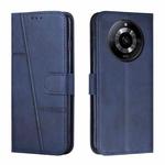 For Realme 11 Stitching Calf Texture Buckle Leather Phone Case(Blue)