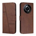 For Realme 11 Pro/11 Pro+ Stitching Calf Texture Buckle Leather Phone Case(Brown)