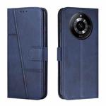 For Realme 11 Pro/11 Pro+ Stitching Calf Texture Buckle Leather Phone Case(Blue)