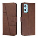 For Realme 9i 5G/V20 5G/V30t/V30 Stitching Calf Texture Buckle Leather Phone Case(Brown)