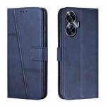 For Realme C55 Stitching Calf Texture Buckle Leather Phone Case(Blue)
