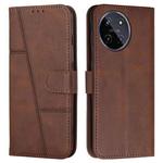 For Realme 11 4G Stitching Calf Texture Buckle Leather Phone Case(Brown)