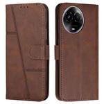 For Realme 11 5G Stitching Calf Texture Buckle Leather Phone Case(Brown)