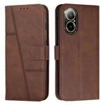 For Realme C67 4G Global Stitching Calf Texture Buckle Leather Phone Case(Brown)