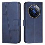 For Realme 12 Pro+ Stitching Calf Texture Buckle Leather Phone Case(Blue)