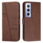 For Realme C65 4G Stitching Calf Texture Buckle Leather Phone Case(Brown)