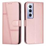 For Realme C65 4G Stitching Calf Texture Buckle Leather Phone Case(Rose Gold)