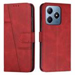 For Realme C63 Stitching Calf Texture Buckle Leather Phone Case(Red)