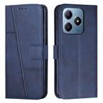 For Realme C63 Stitching Calf Texture Buckle Leather Phone Case(Blue)