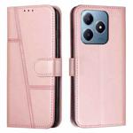 For Realme C63 Stitching Calf Texture Buckle Leather Phone Case(Rose Gold)