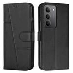 For Realme C75 / V60 Pro Stitching Calf Texture Buckle Leather Phone Case(Black)