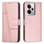 For Realme 14 / P3 5G / 14T 5G Stitching Calf Texture Buckle Leather Phone Case(Rose Gold)