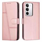 For Realme C71 4G Stitching Calf Texture Buckle Leather Phone Case(Rose Gold)