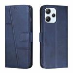 For Xiaomi Redmi 12 4G Stitching Calf Texture Buckle Leather Phone Case(Blue)
