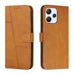 For Xiaomi Redmi 12 4G Stitching Calf Texture Buckle Leather Phone Case(Yellow)