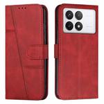 For Xiaomi Redmi K70E Stitching Calf Texture Buckle Leather Phone Case(Red)