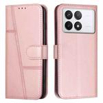 For Xiaomi Redmi K70E Stitching Calf Texture Buckle Leather Phone Case(Rose Gold)