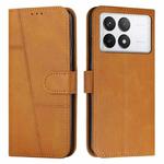 For Xiaomi Redmi K70E Stitching Calf Texture Buckle Leather Phone Case(Yellow)
