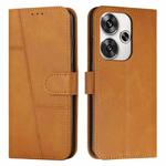 For Xiaomi Redmi Turbo 3 Stitching Calf Texture Buckle Leather Phone Case(Yellow)