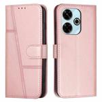 For Xiaomi Redmi  13 4G Stitching Calf Texture Buckle Leather Phone Case(Rose Gold)