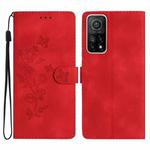 For Xiaomi Mi 10T 5G / 10T Pro 5G Flower Butterfly Embossing Pattern Leather Phone Case(Red)