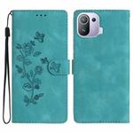 For Xiaomi Mi 11 Pro Flower Butterfly Embossing Pattern Leather Phone Case(Sky Blue)