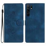 For Xiaomi Redmi 9 Flower Butterfly Embossing Pattern Leather Phone Case(Blue)