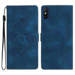 For Xiaomi Redmi 9A Flower Butterfly Embossing Pattern Leather Phone Case(Blue)
