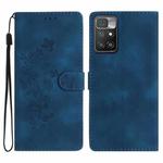 For Xiaomi Redmi 10 Flower Butterfly Embossing Pattern Leather Phone Case(Blue)