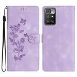 For Xiaomi Redmi 10 Flower Butterfly Embossing Pattern Leather Phone Case(Purple)