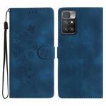 For Xiaomi Redmi 10 2022 Flower Butterfly Embossing Pattern Leather Phone Case(Blue)