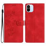 For Xiaomi Redmi A1 Flower Butterfly Embossing Pattern Leather Phone Case(Red)