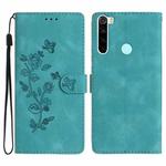 For Xiaomi Redmi Note 8T Flower Butterfly Embossing Pattern Leather Phone Case(Sky Blue)