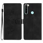 For Xiaomi Redmi Note 8T Flower Butterfly Embossing Pattern Leather Phone Case(Black)